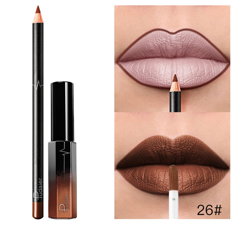Pudaier 36 Color Matte Lip Gloss Lip Liner Matte Matte Lip Glaze Lipstick Pencil