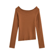 One line off shoulder slanted shoulder elastic slim fit top by eprolo