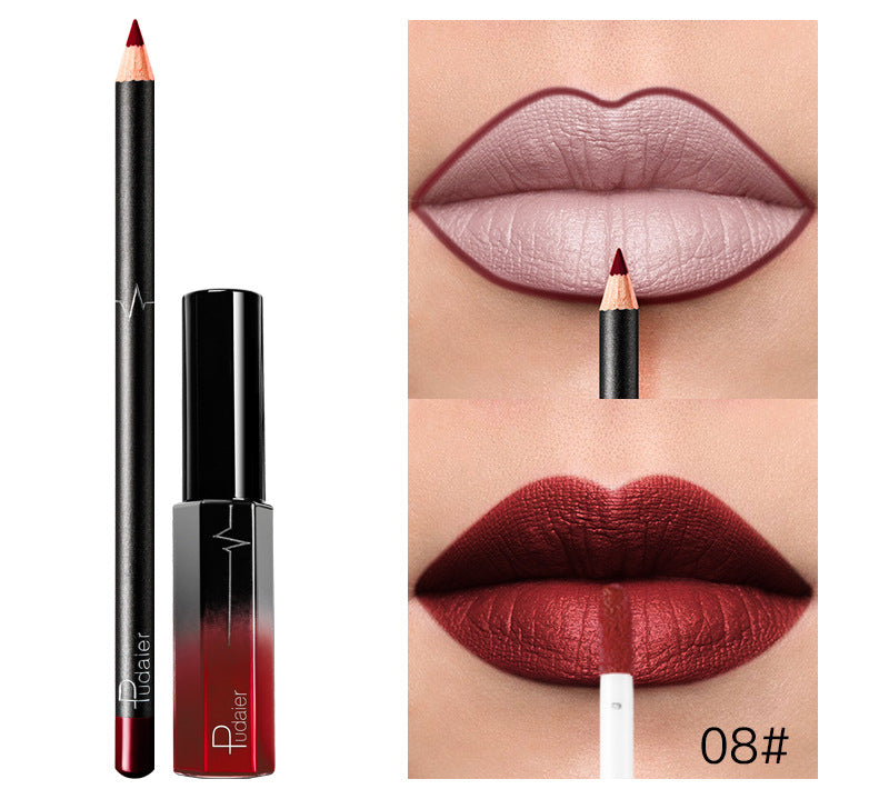 Pudaier 36 Color Matte Lip Gloss Lip Liner Matte Matte Lip Glaze Lipstick Pencil