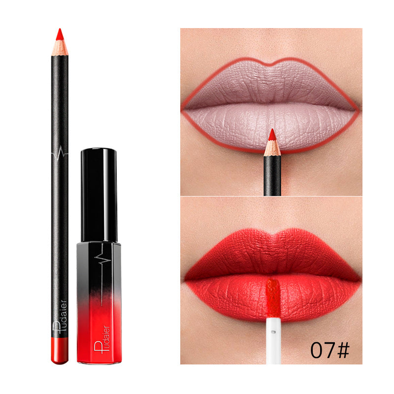 Pudaier 36 Color Matte Lip Gloss Lip Liner Matte Matte Lip Glaze Lipstick Pencil - Veloura