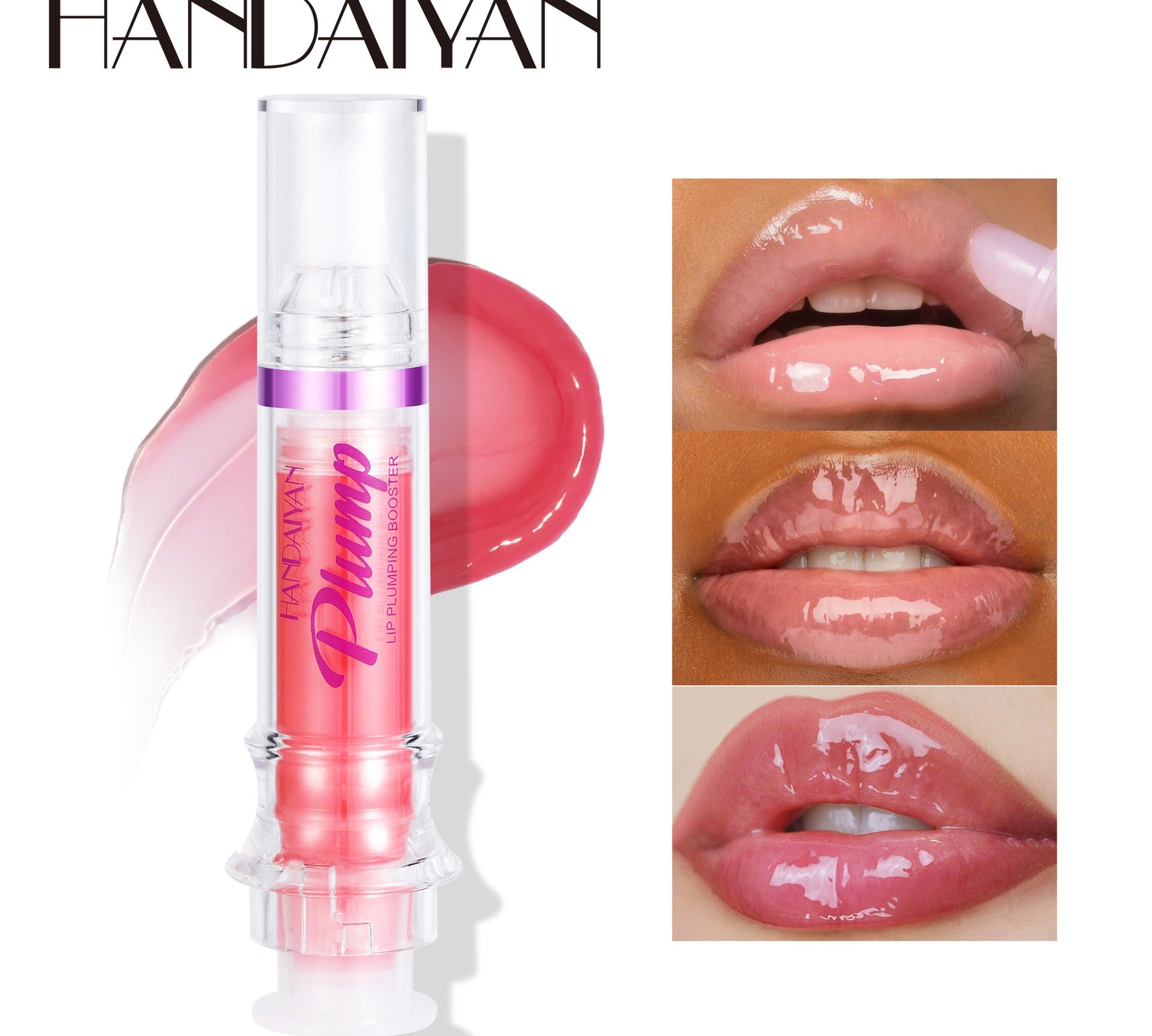 HANDAIYAN PLUMP & POUT Lip Plumping Booster Gloss, High Shine for Plumper Looking Lips,Extreme Shine Crystal Volume Lip Oil by eprolo