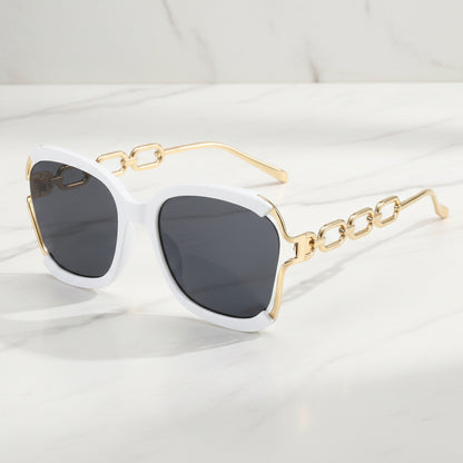 Chain-Detail Oval Sunglasses - Veloura