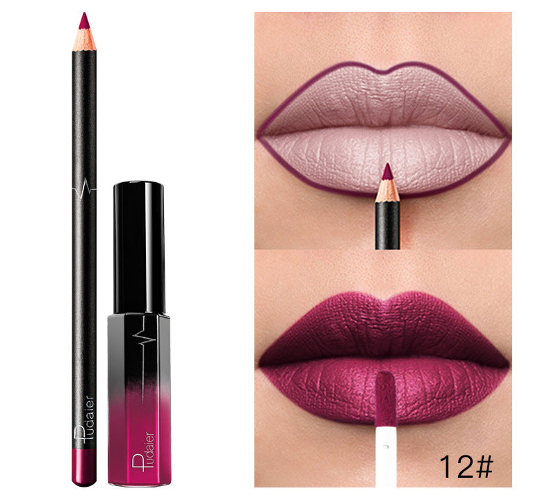 Pudaier 36 Color Matte Lip Gloss Lip Liner Matte Matte Lip Glaze Lipstick Pencil