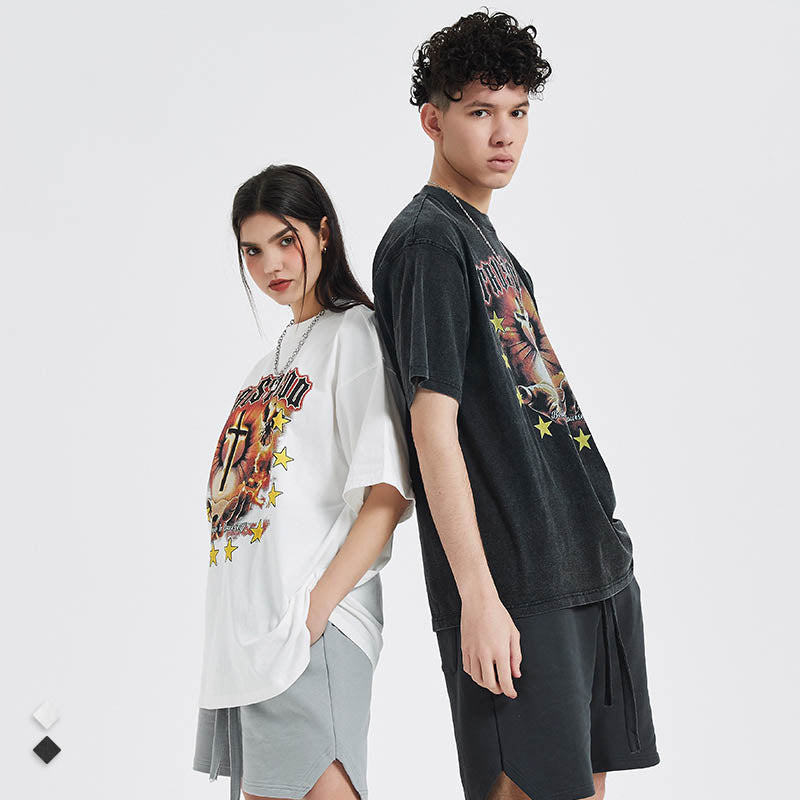Retro Wash Print Oversized T-Shirt by eprolo