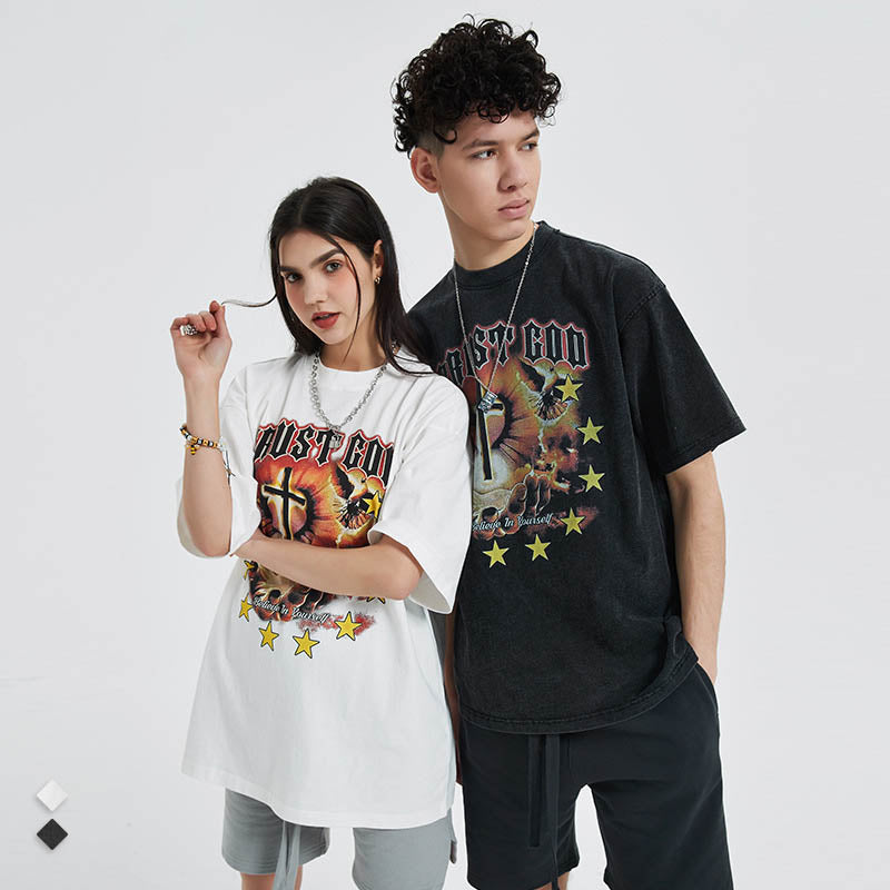 Retro Wash Print Oversized T-Shirt by eprolo