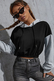 Contrast Long Sleeve Cropped Hoodie by eprolo
