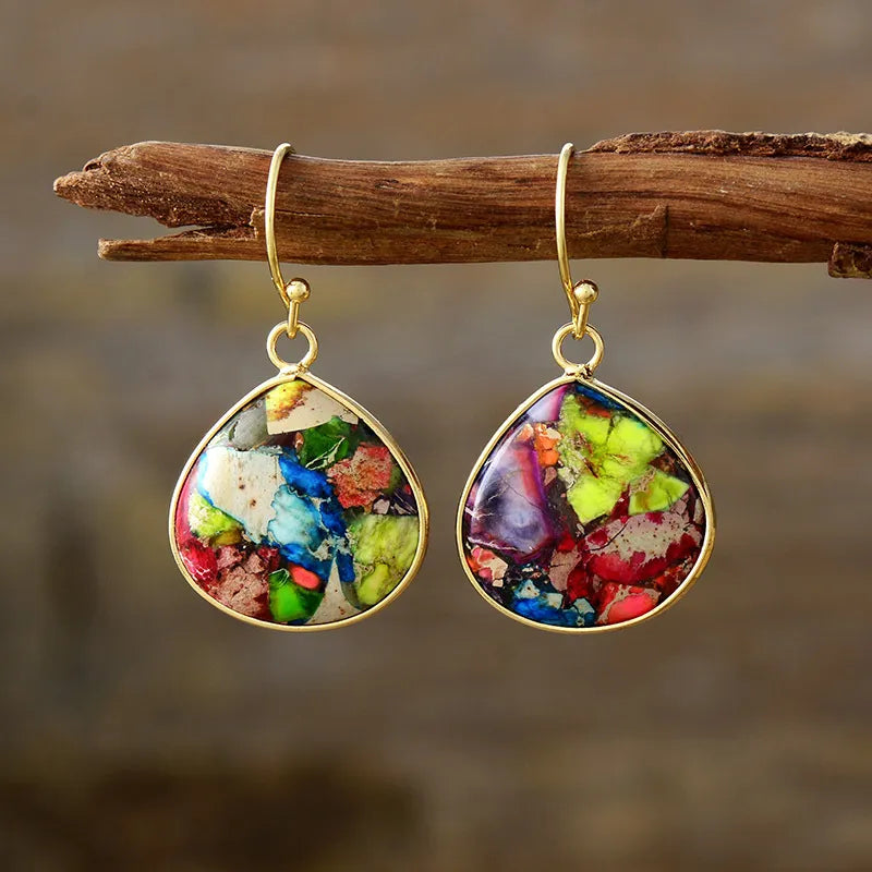 18K Gold-Plated Natural Stone Earrings - Veloura