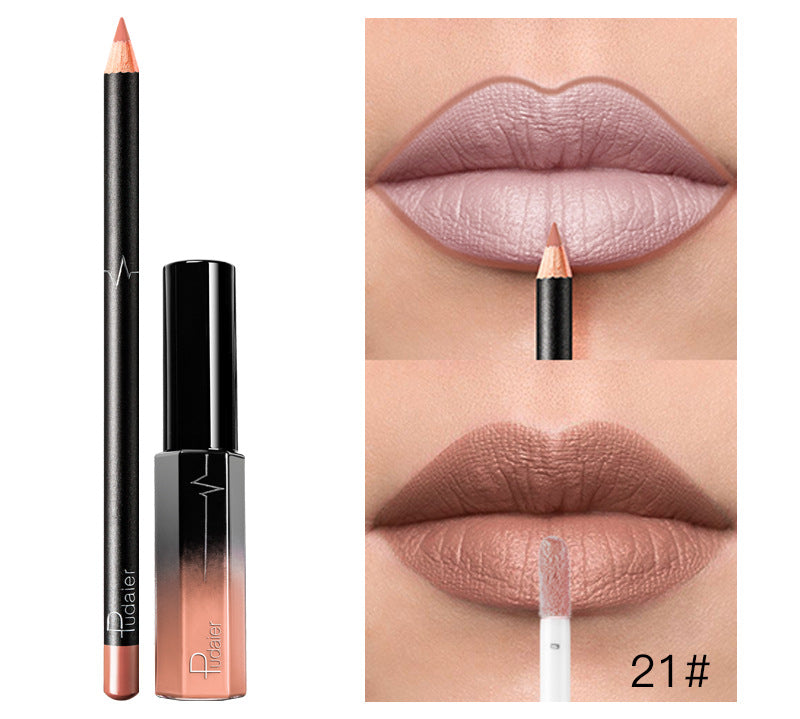 Pudaier 36 Color Matte Lip Gloss Lip Liner Matte Matte Lip Glaze Lipstick Pencil