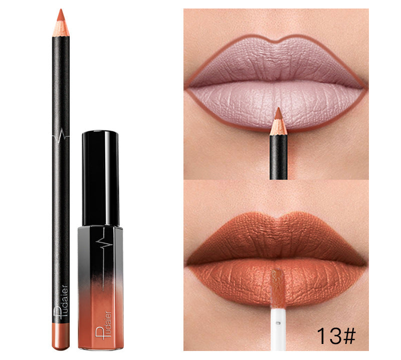 Pudaier 36 Color Matte Lip Gloss Lip Liner Matte Matte Lip Glaze Lipstick Pencil
