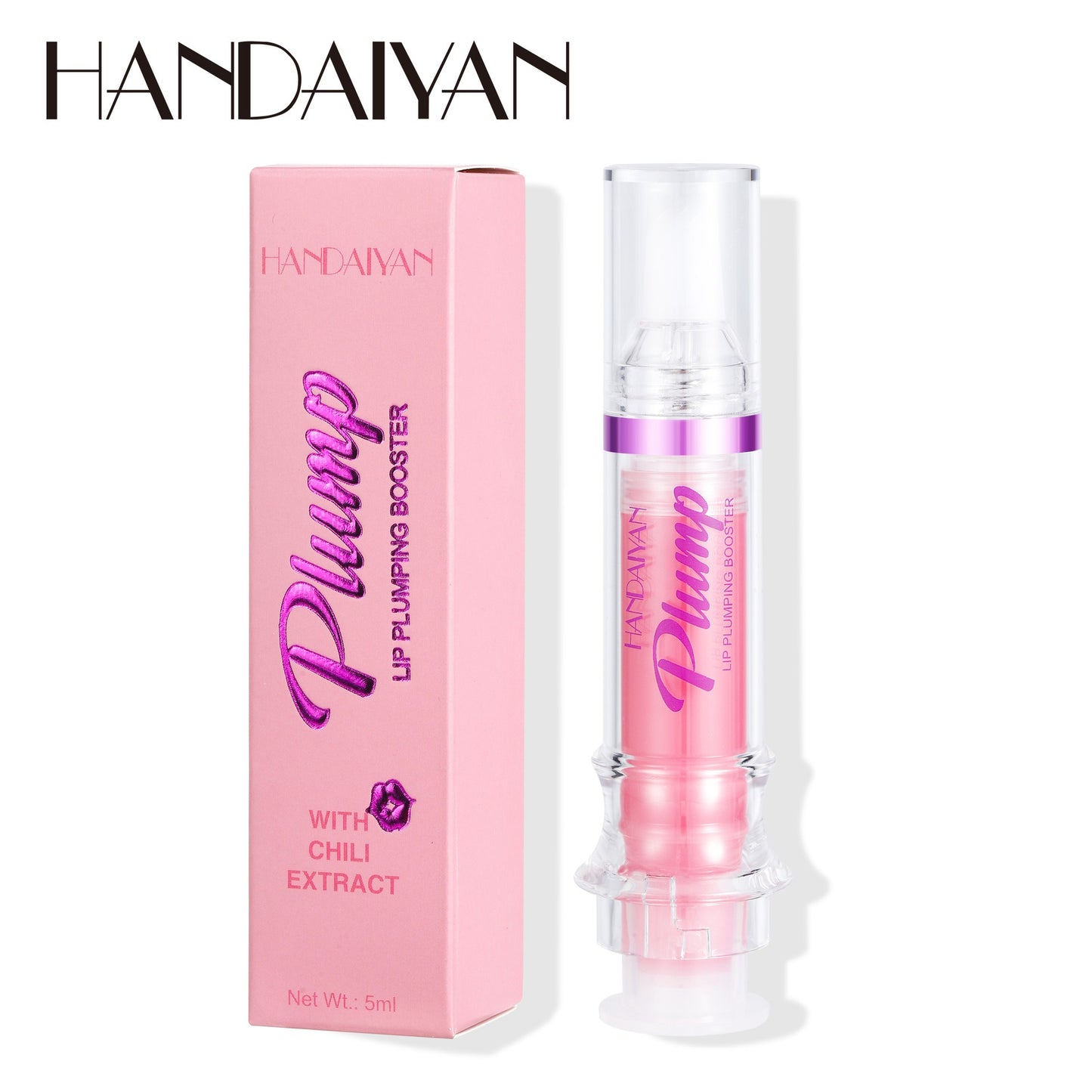 HANDAIYAN PLUMP & POUT Lip Plumping Booster Gloss, High Shine for Plumper Looking Lips,Extreme Shine Crystal Volume Lip Oil - Veloura