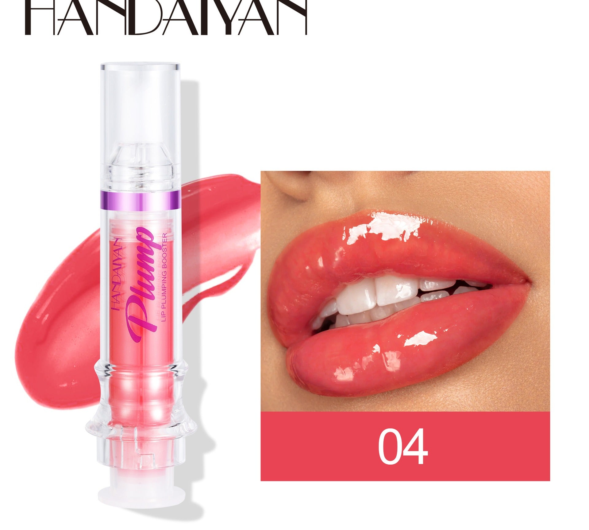HANDAIYAN PLUMP & POUT Lip Plumping Booster Gloss, High Shine for Plumper Looking Lips,Extreme Shine Crystal Volume Lip Oil by eprolo