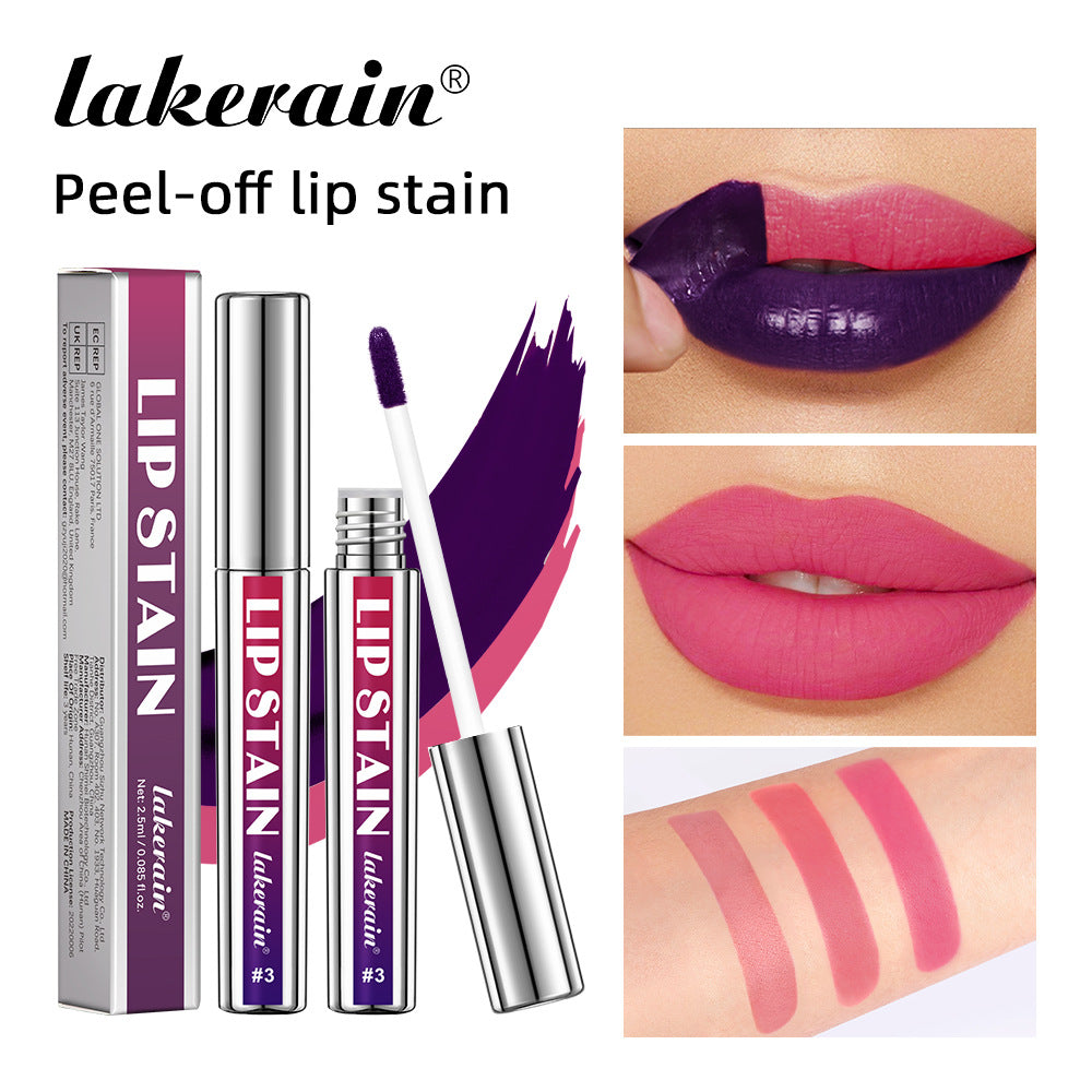 Lakerain Silver Tube Peel-Off Lip Gloss, Non-Transfer, Long-Lasting Matte Lipstick - Veloura