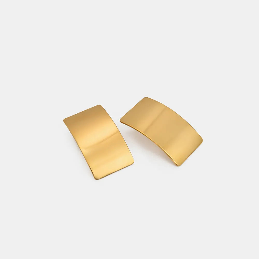 Stainless steel geometric smooth earrings female rectangular titanium steel earrings - Veloura