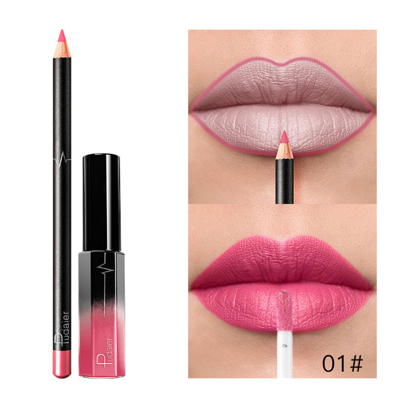 Pudaier 36 Color Matte Lip Gloss Lip Liner Matte Matte Lip Glaze Lipstick Pencil - Veloura