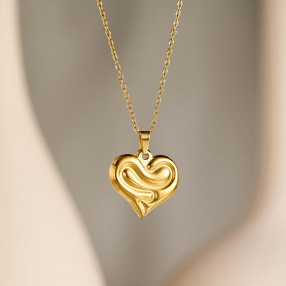 Cross-Border Popular Stainless Steel Necklace With 18K Gold Plated Flower, Sun, Heart, Geometric Lines Pendant, Clavicle Chain Jewelry