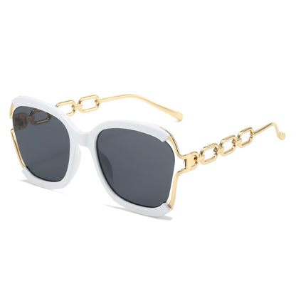 Chain-Detail Oval Sunglasses - Veloura