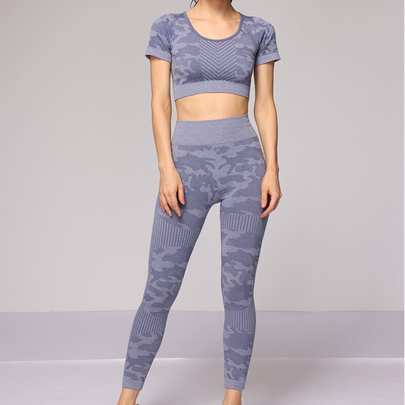 Women Seamless Yoga Set Gym Clothing Sport Set Tracksuit Leopard Backless Top Fitness Leggings Sportwear by eprolo