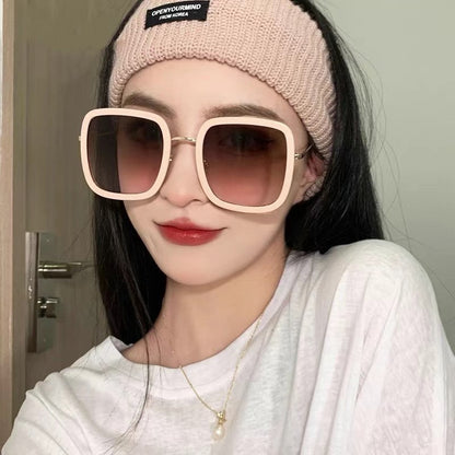Large frame square sunglasses for ladies, elegant driving, long face sunglasses, trendy and UV protection - Veloura