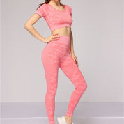 Women Seamless Yoga Set Gym Clothing Sport Set Tracksuit Leopard Backless Top Fitness Leggings Sportwear by eprolo