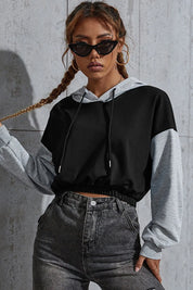Contrast Long Sleeve Cropped Hoodie by eprolo