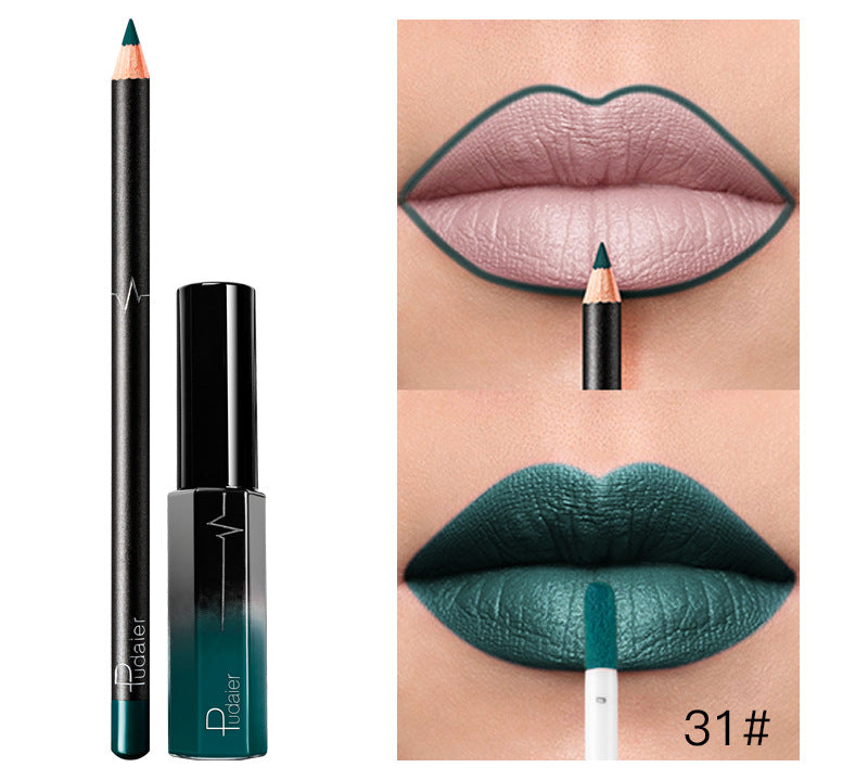 Pudaier 36 Color Matte Lip Gloss Lip Liner Matte Matte Lip Glaze Lipstick Pencil
