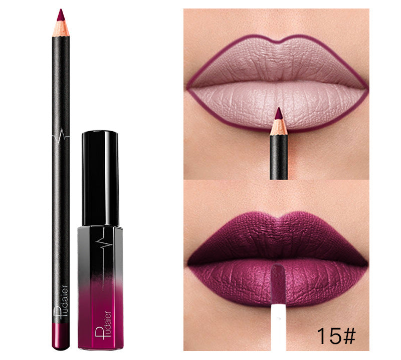 Pudaier 36 Color Matte Lip Gloss Lip Liner Matte Matte Lip Glaze Lipstick Pencil