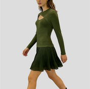 Women's fashionable chiffon pleated dress with cutout details at the chest by eprolo