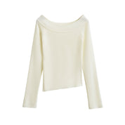 One line off shoulder slanted shoulder elastic slim fit top by eprolo