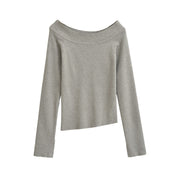 One line off shoulder slanted shoulder elastic slim fit top by eprolo
