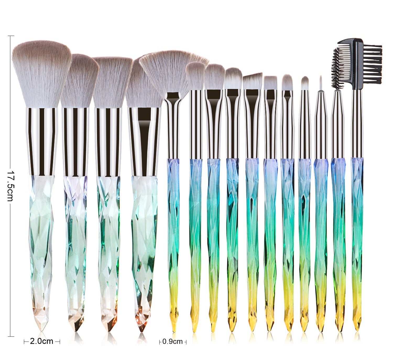 15 pcs Makeup Brushes Diamond Crystal Handle Makeup Tools Foundation Eyeshadow Brush