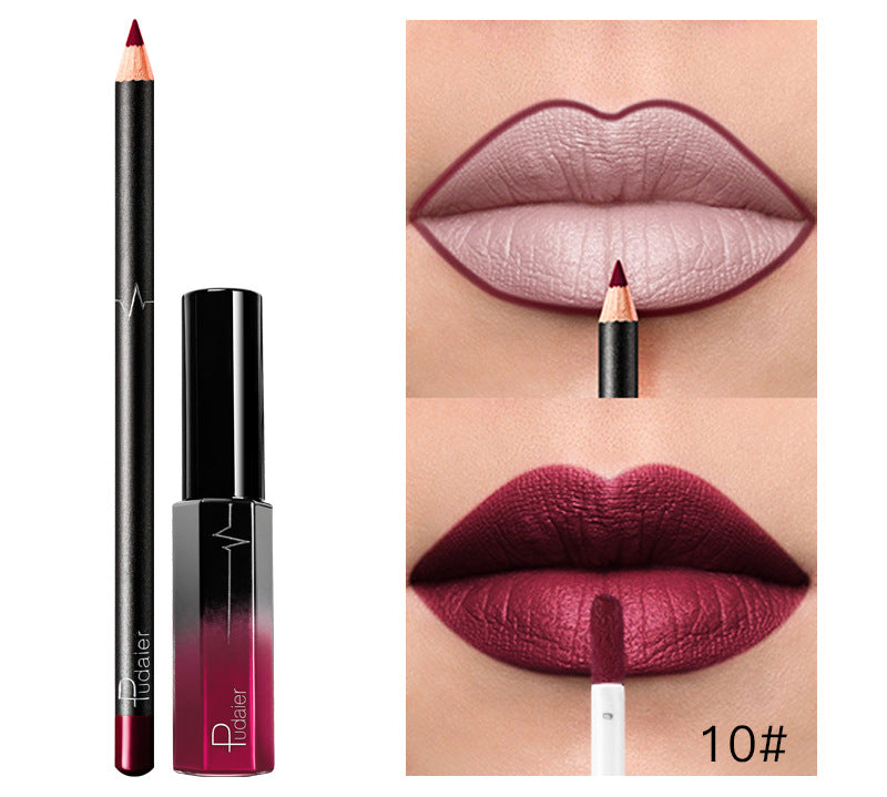Pudaier 36 Color Matte Lip Gloss Lip Liner Matte Matte Lip Glaze Lipstick Pencil