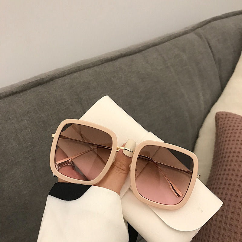 Large frame square sunglasses for ladies, elegant driving, long face sunglasses, trendy and UV protection - Veloura