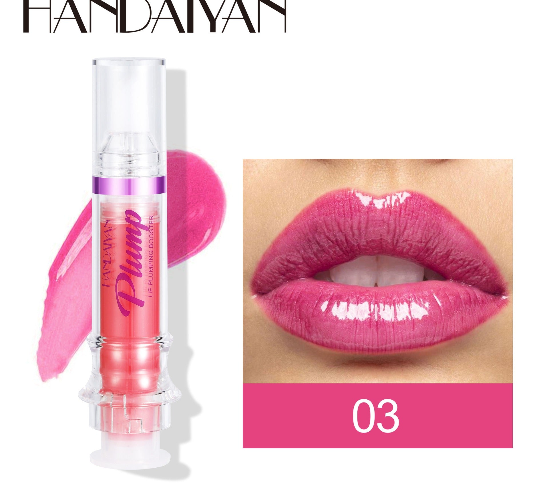 HANDAIYAN PLUMP & POUT Lip Plumping Booster Gloss, High Shine for Plumper Looking Lips,Extreme Shine Crystal Volume Lip Oil by eprolo