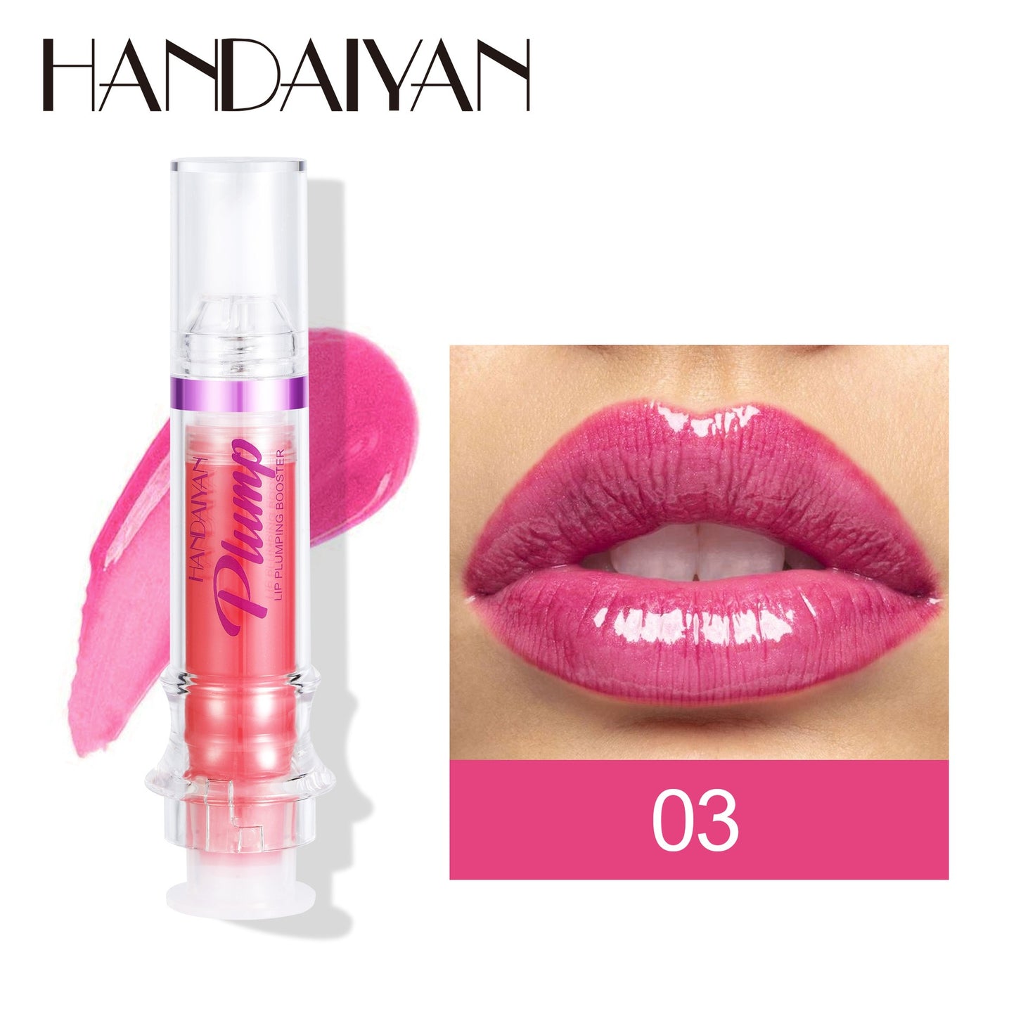 HANDAIYAN PLUMP & POUT Lip Plumping Booster Gloss, High Shine for Plumper Looking Lips,Extreme Shine Crystal Volume Lip Oil - Veloura