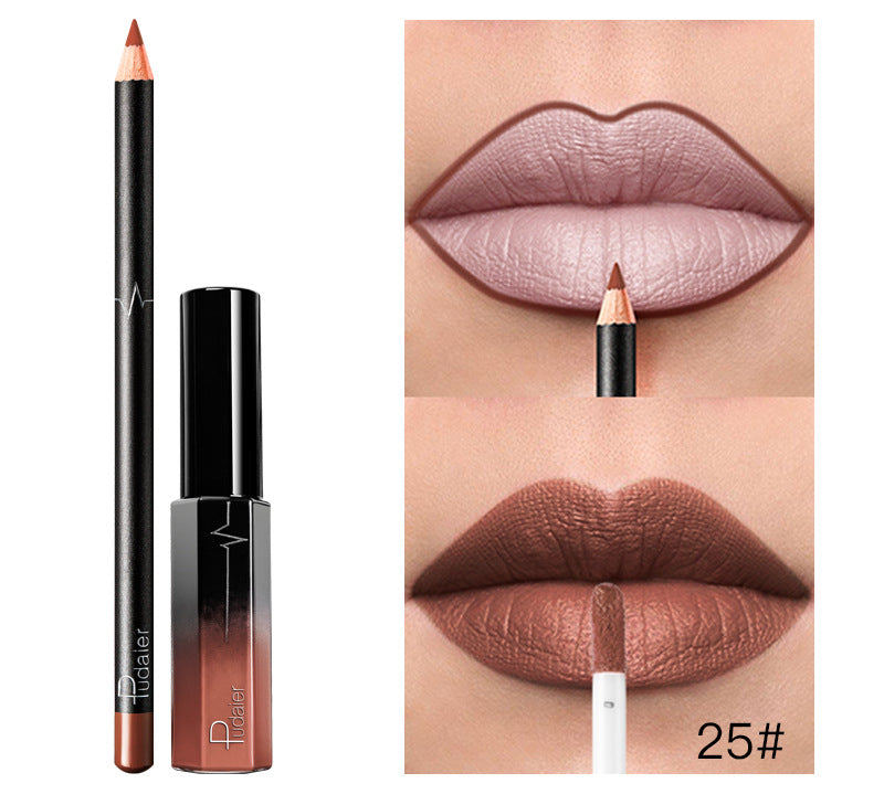 Pudaier 36 Color Matte Lip Gloss Lip Liner Matte Matte Lip Glaze Lipstick Pencil