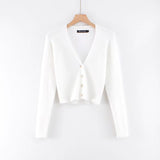 V-neck long sleeved cardigan sweater