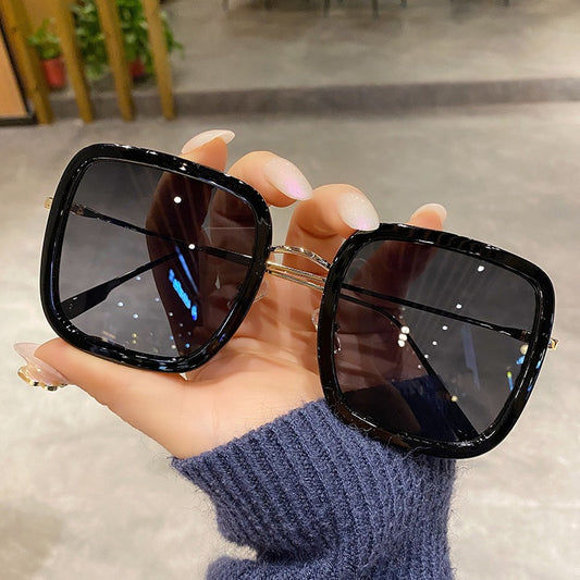 Large frame square sunglasses for ladies, elegant driving, long face sunglasses, trendy and UV protection - Veloura
