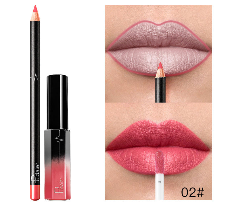 Pudaier 36 Color Matte Lip Gloss Lip Liner Matte Matte Lip Glaze Lipstick Pencil