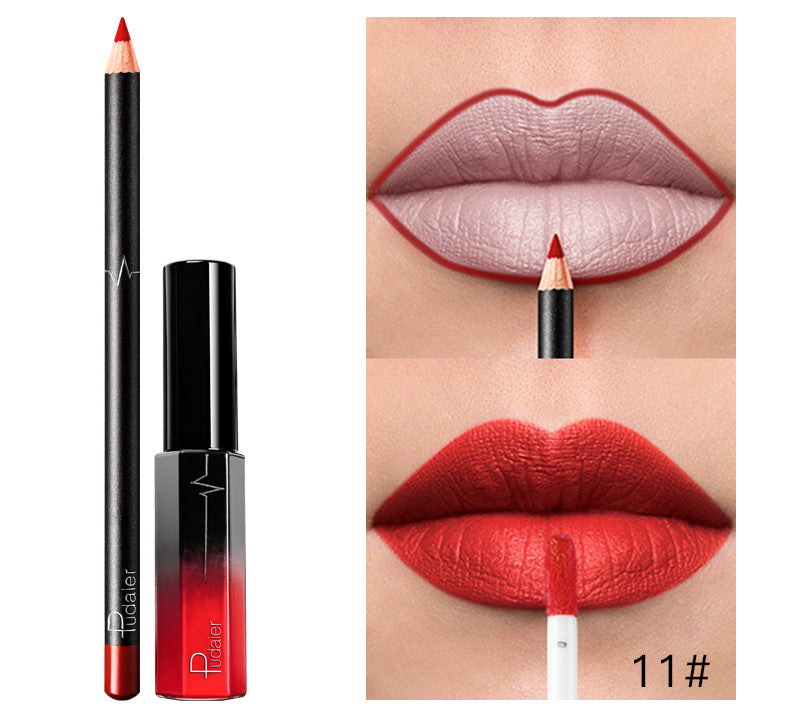Pudaier 36 Color Matte Lip Gloss Lip Liner Matte Matte Lip Glaze Lipstick Pencil