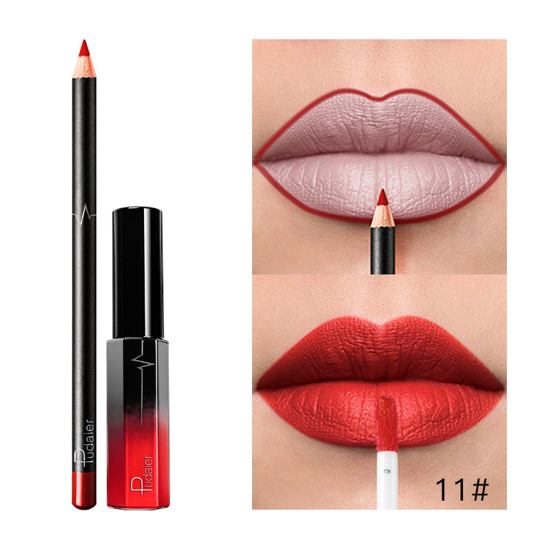 Pudaier 36 Color Matte Lip Gloss Lip Liner Matte Matte Lip Glaze Lipstick Pencil - Veloura