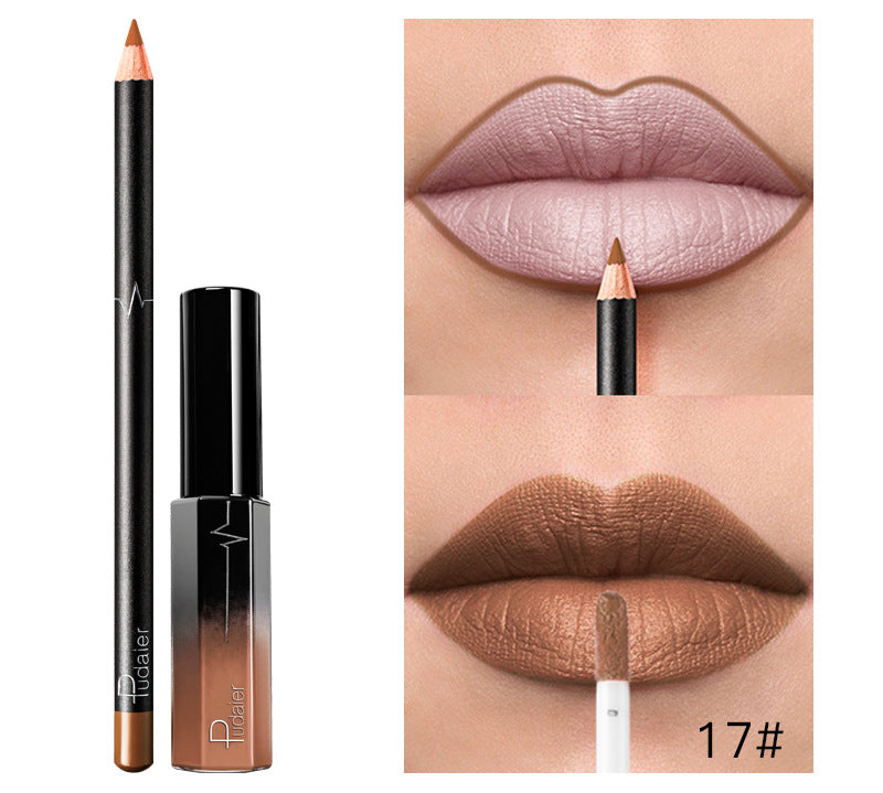 Pudaier 36 Color Matte Lip Gloss Lip Liner Matte Matte Lip Glaze Lipstick Pencil