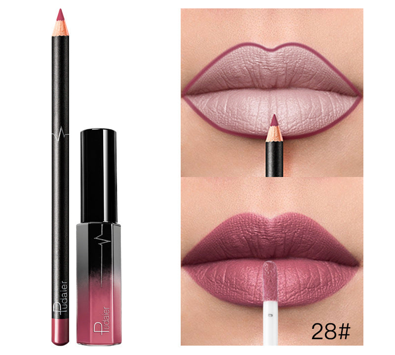 Pudaier 36 Color Matte Lip Gloss Lip Liner Matte Matte Lip Glaze Lipstick Pencil