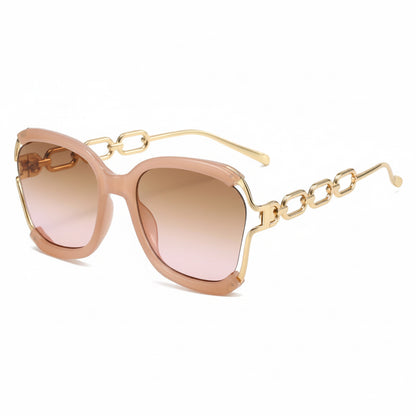Chain-Detail Oval Sunglasses - Veloura