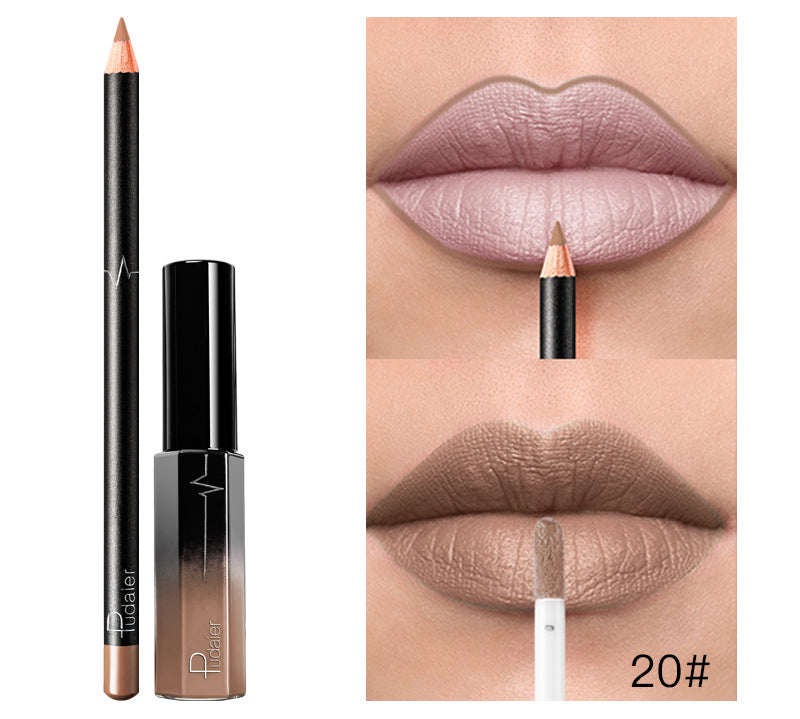 Pudaier 36 Color Matte Lip Gloss Lip Liner Matte Matte Lip Glaze Lipstick Pencil