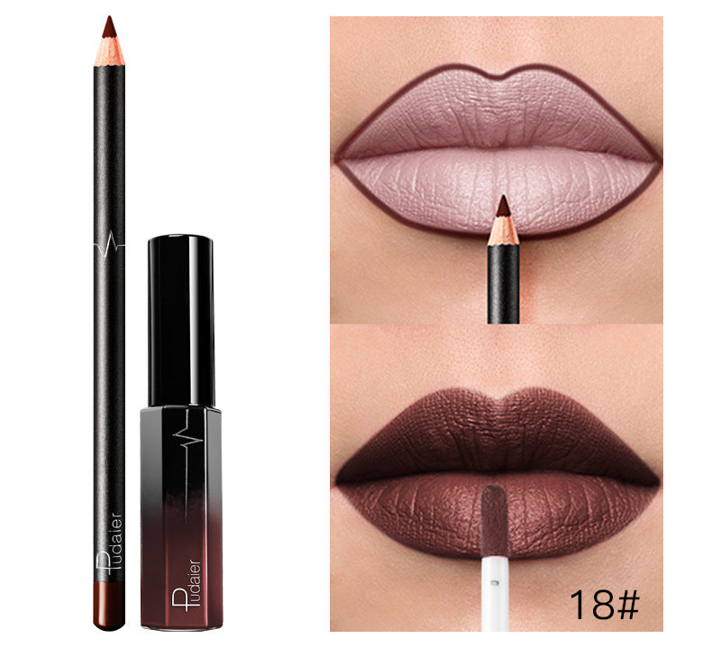 Pudaier 36 Color Matte Lip Gloss Lip Liner Matte Matte Lip Glaze Lipstick Pencil