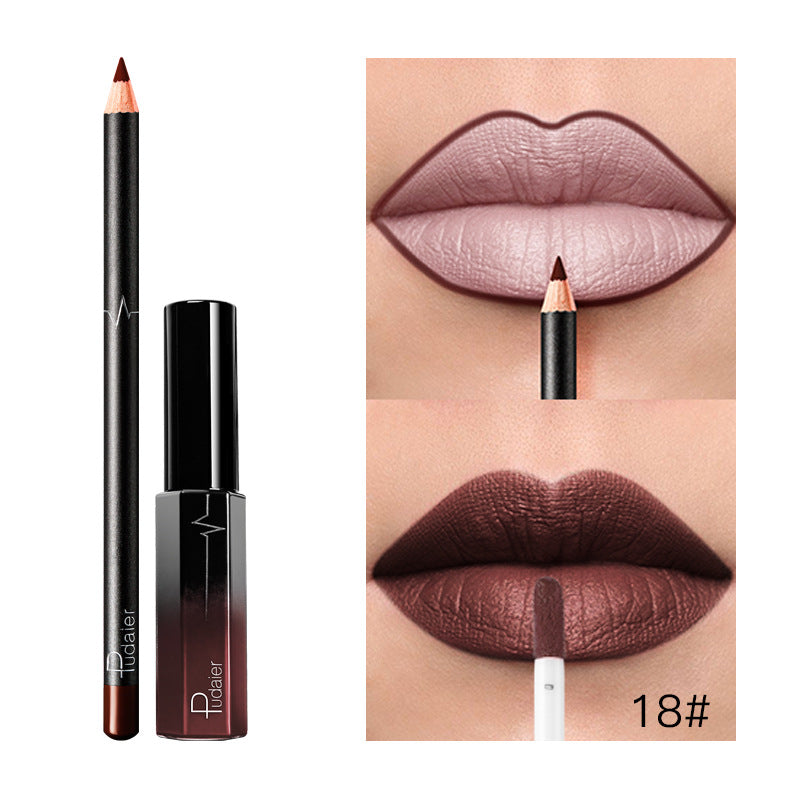 Pudaier 36 Color Matte Lip Gloss Lip Liner Matte Matte Lip Glaze Lipstick Pencil - Veloura