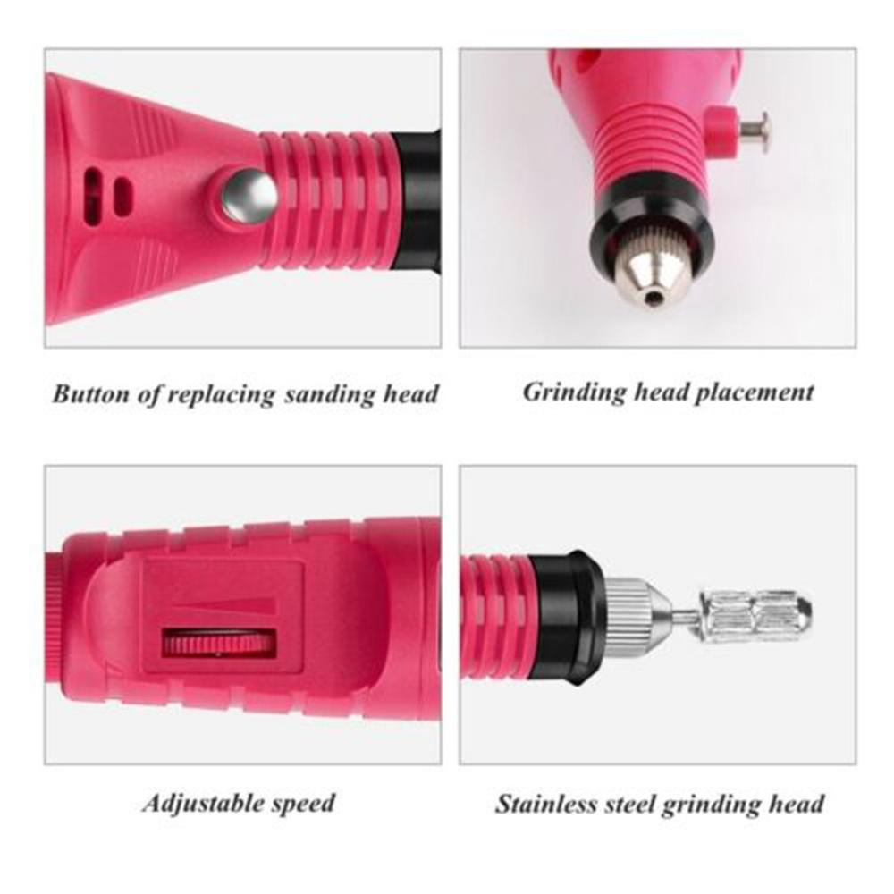 Electric Nail Drill Machine Kit Nail Gel Remove Machine Nail Art Tools Kit Pen Pedicure Nail File Sanding Bands by eprolo
