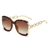 Chain-Detail Oval Sunglasses