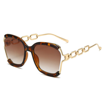 Chain-Detail Oval Sunglasses - Veloura