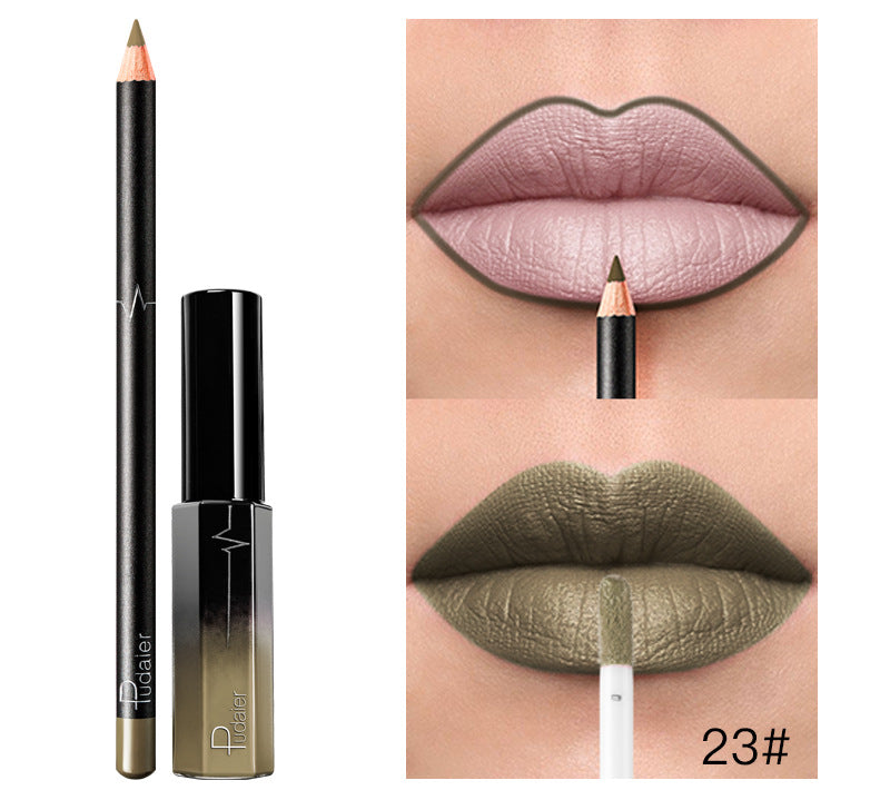 Pudaier 36 Color Matte Lip Gloss Lip Liner Matte Matte Lip Glaze Lipstick Pencil